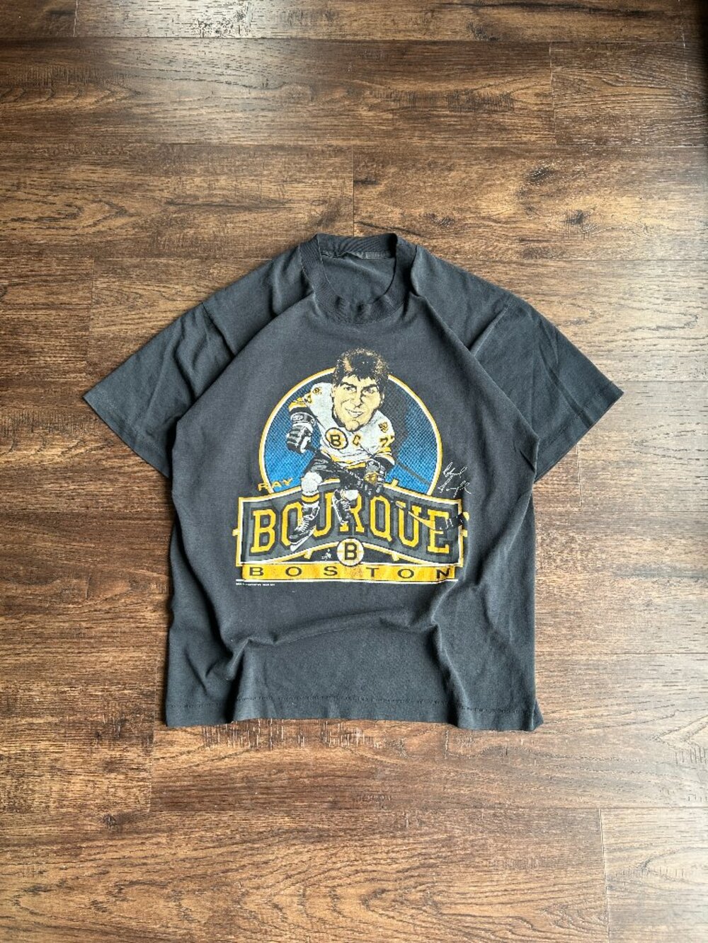 Salem Screen Printers Boston Bruins Tee Black Vintage 1988 Raymond Bourque